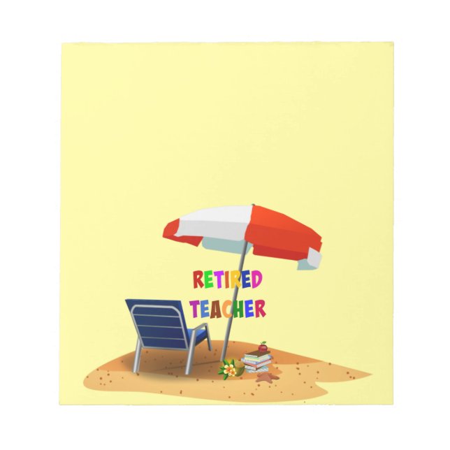 Retired Teacher, Beach Scene Notepad (Front)
