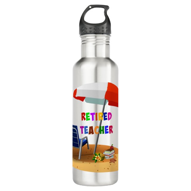 Retired Teacher, Beach Scene (revised) 710 Ml Water Bottle (Front)