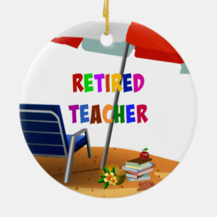 Retired Teacher, Beach Scene (revised) Ceramic Tree Decoration