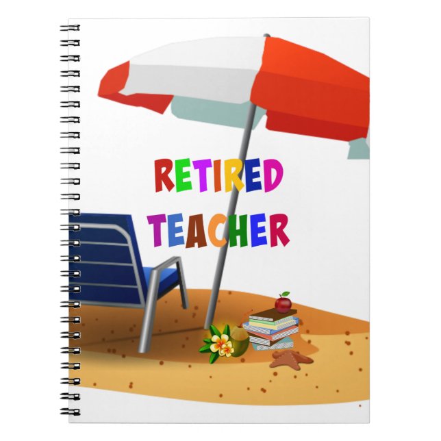 Retired Teacher, Beach Scene (revised) Notebook (Front)