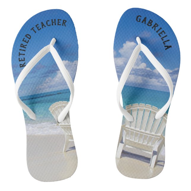 Retired Teacher Beach With Chairs In Sand Thongs (Footbed)