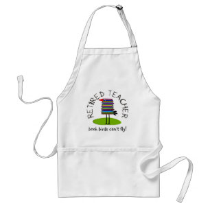 Retired Teacher "Book Bird" Gifts Standard Apron