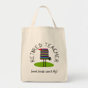 Retired Teacher "Book Bird" Gifts Tote Bag