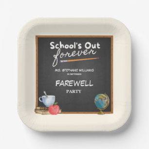 Retired Teacher Chalkboard Farewell Party Paper Plate