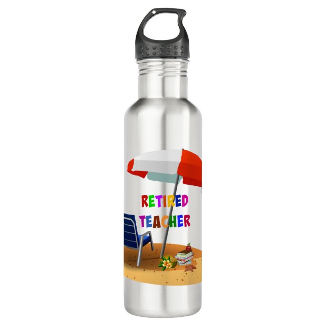 Retired Teacher, colourful design 710 Ml Water Bottle (Front)
