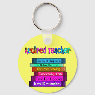 Retired Teacher Gifts Stack of Books Design Key Ring