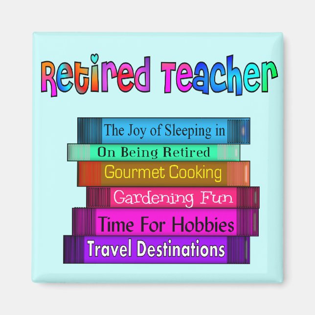 Retired Teacher Gifts Stack of Books Design Magnet (Front)