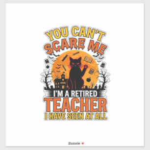 Retired Teacher Halloween Cat Vintage Shirt Design