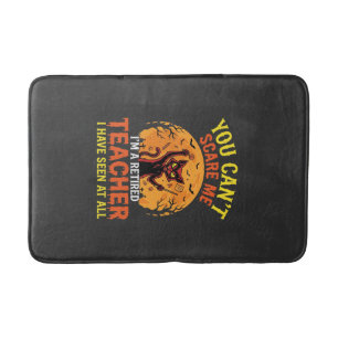 Retired Teacher Halloween Pumpkin Cat Design_1 Bath Mat
