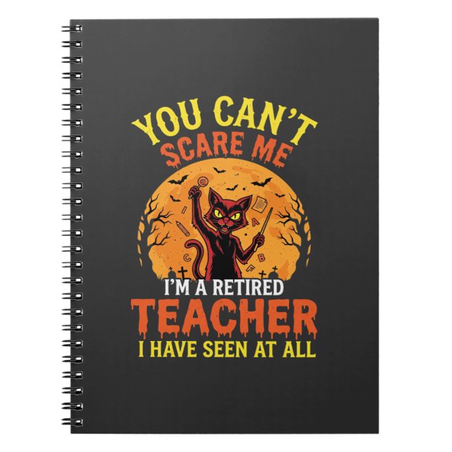 Retired Teacher Halloween Pumpkin Cat Design_1 Notebook (Front)
