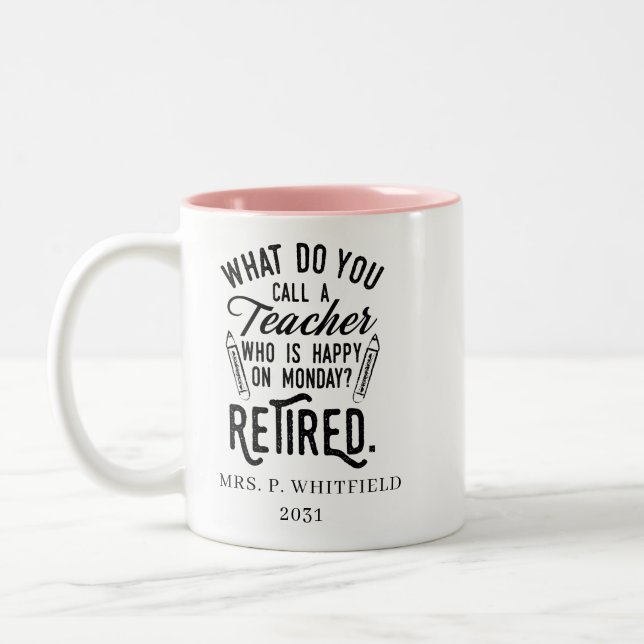 Retired Teacher Head of School Retirement Custom Two-Tone Coffee Mug (Left)