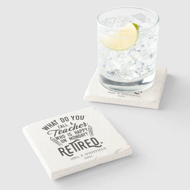 Retired Teacher Head of School Retirement Stone Coaster (Side)