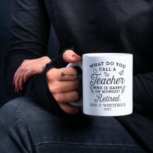 Retired Teacher Head of School Retirement white Two-Tone Coffee Mug
