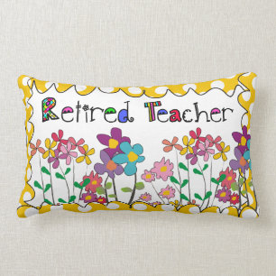 Retired Teacher Pillow Polka Dots Floral