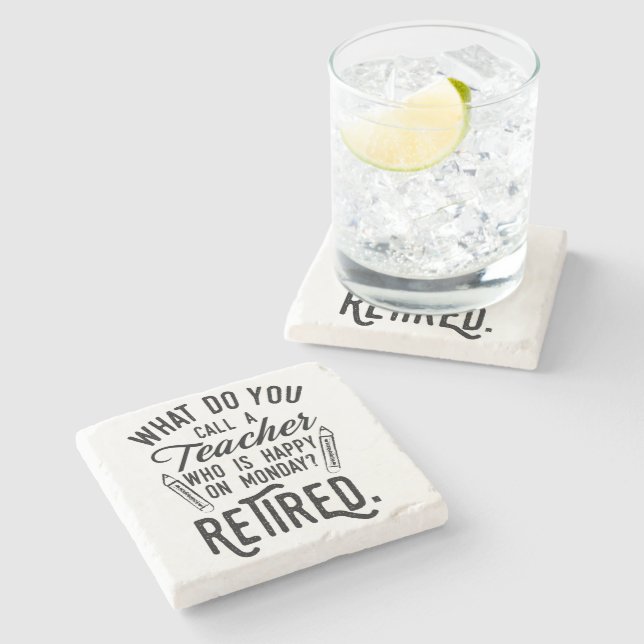 Retired Teacher School Principal Retirement  Stone Coaster (Side)