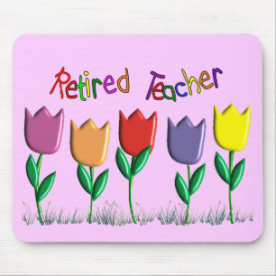 Retired Teacher Tulips Design Gifts Mouse Pad