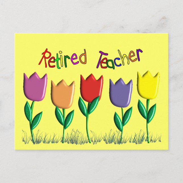 Retired Teacher Tulips Design Gifts Postcard (Front)