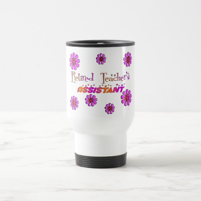 Retired Teachers Assistant Retro Flowers Travel Mug (Center)