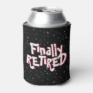Retired Text and Water Droplet Can Cooler