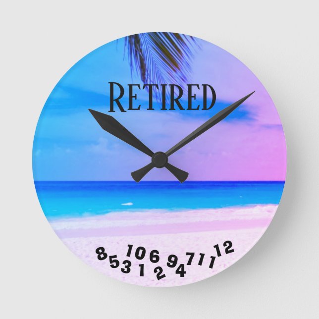 Retired Tropical Beach - Round Clock (Front)