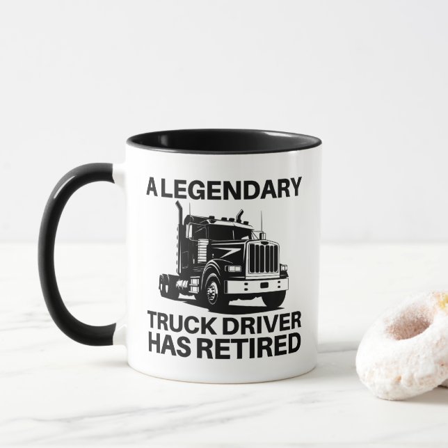 Retired Truck Driver Gift Legendary Trucker Retire Mug (With Donut)