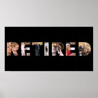 Retired Typography Customised Photo Collage Party