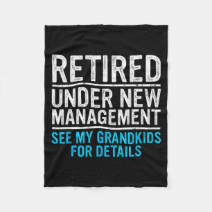 Retired Under New Management Grandkids Grandpa Ret Fleece Blanket