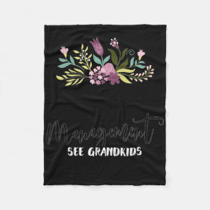 Retired Under New Management See Grandkids Funny R Fleece Blanket