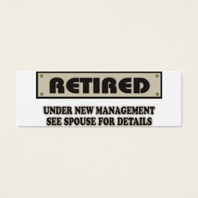 RETIRED. Under New Management. See Spouse (Front)