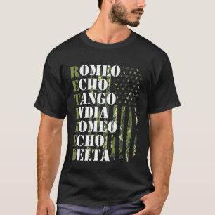 Retired USA Military Men Women Phonetic Alphabet R T-Shirt