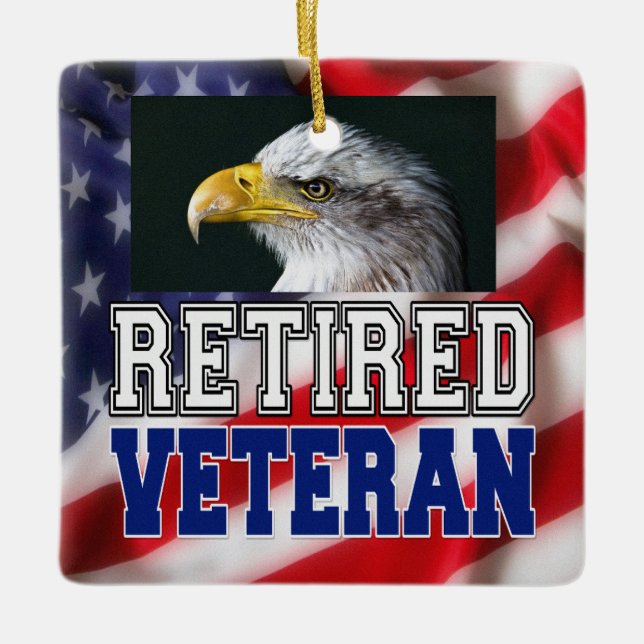 Retired Veteran Ceramic Ornament (Front)