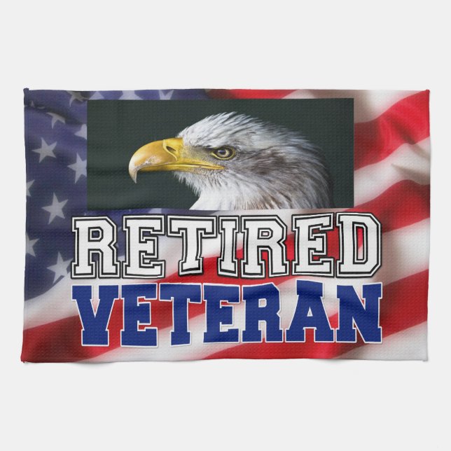 Retired Veteran Tea Towel (Horizontal)