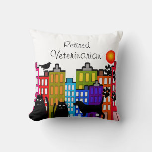 Retired Veterinarian Pillow Whimsical Animal Art