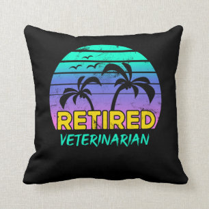 Retired Veterinarian Retirement Gift Retro Cushion