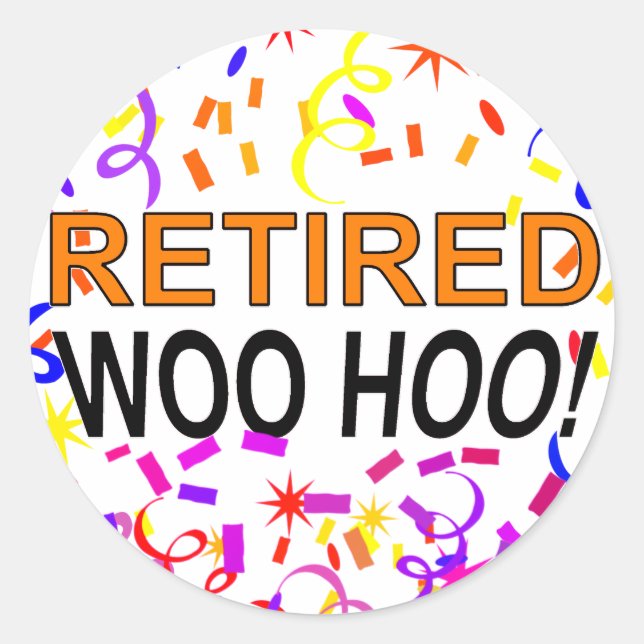 Retired Woo Hoo Confetti Party Classic Round Sticker (Front)