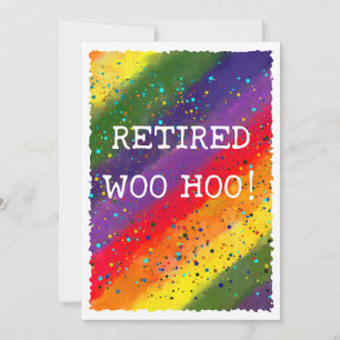 Retired Woo Hoo Rainbow Watercolor Confetti Party Invitation