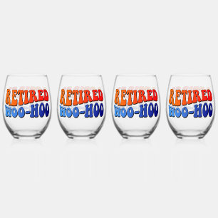 Retired Woo Hoo Vintage Groovy Text Stemless Wine Glass
