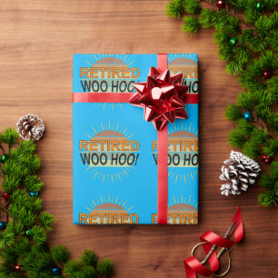 Retired Woo Hoo Vintage Sunburst Sunset Blue Wrapping Paper