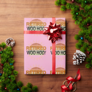 Retired Woo Hoo Vintage Sunburst Sunset Pink Wrapping Paper