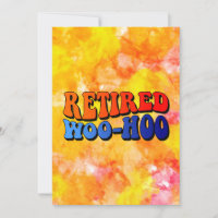 Retired Woo Hoo Watercolor Groovy Text