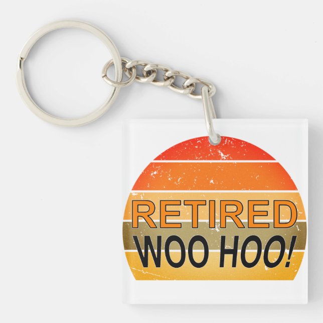Retired Woo Hoo With Vintage Sunset  Key Ring (Front)