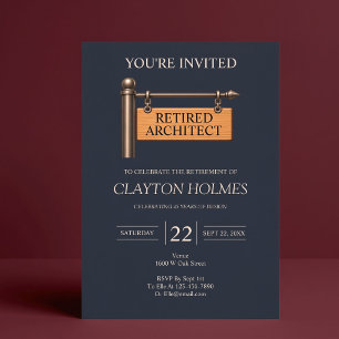 Retired Wooden Hanging Sign Retirement Party Invitation