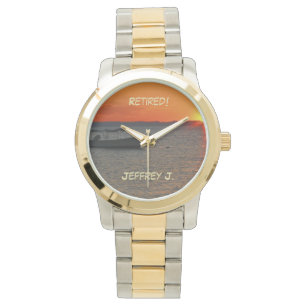 Retired! Wrist Watch Fishing Boat Gold-Silver Tone