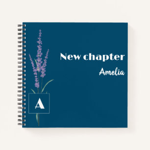 Retirees monogrammed floral name dark blue notebook
