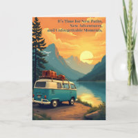 Retirement Adventure Camper Mountain Sunset Scene