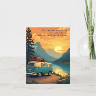 Retirement Adventure Camper Mountain Sunset Scene Thank You Card