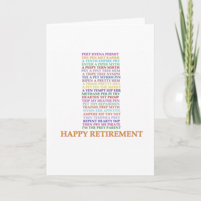 Retirement Anagrams card (Front)