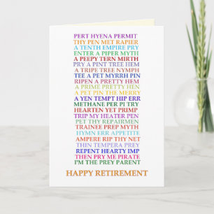 Retirement Anagrams card, new version Card