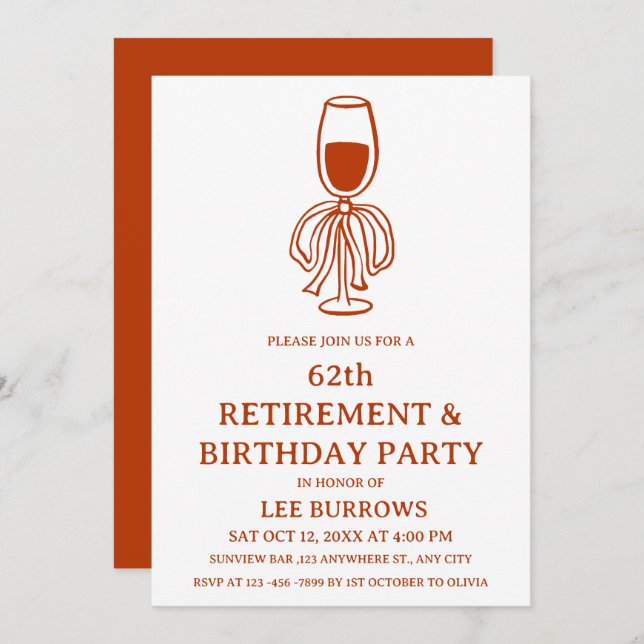 Retirement and Birthday Party Invitation (Front/Back)