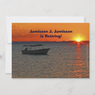 Retirement Announcement  Fishing Boat at Sunset
